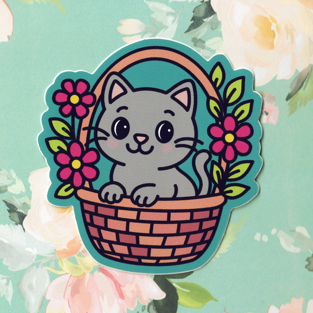 Basket Cate Cat - Sticker